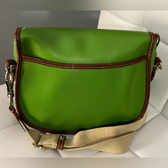 Vintage Dooney and Bourke Crossbody Saddlebag Dooney Leather Shoulder Bag Green - Picture 12 of 14